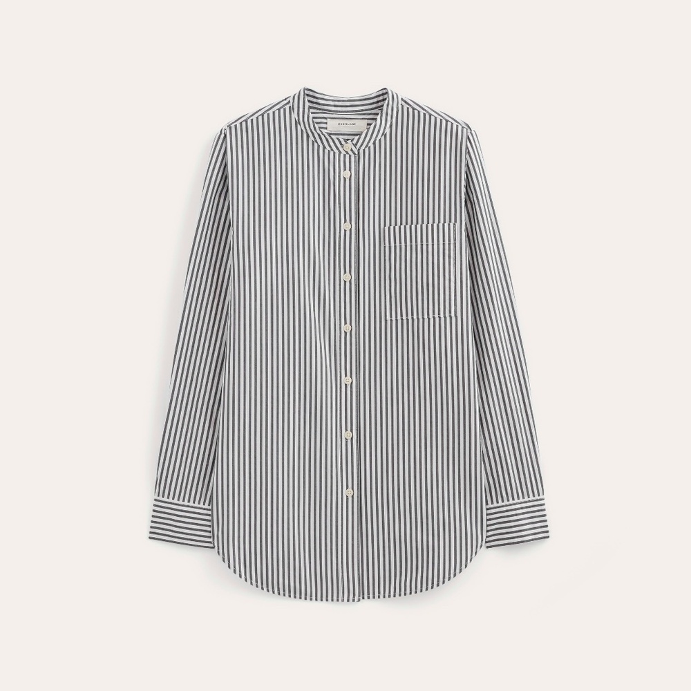 Everlane Women's Oversized Shirt in Ultrasoft Cotton in Optic White/Black